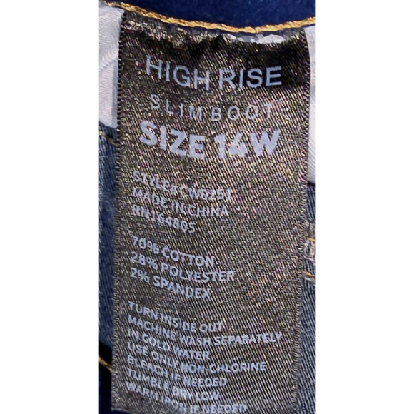 Women’s Copperflash High Rise Slim Boot Jeans 14W Stretch Dark Wash Plus Size - Picture 5 of 9